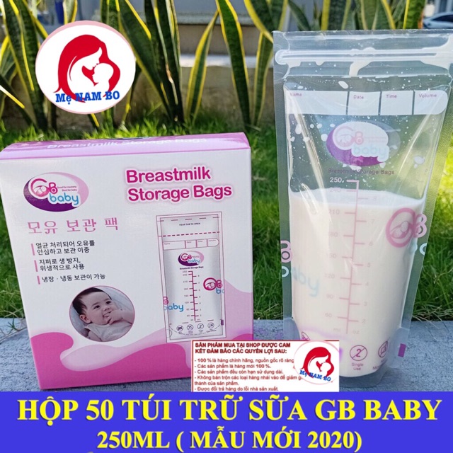 Túi Trữ Sữa GB Baby 250ml ( Hộp 50 Túi)- Mẫu Mới 2020