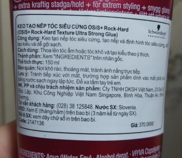 OSIS+ ROCK HARD 4 (Germany) - Gel dạng keo tạo kiểu tóc siêu cứng 150ml.