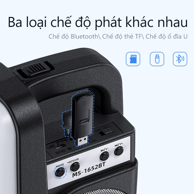 Loa Bluetooth BSK-MW33 Loa di động công suất lớn 52MM có đèn LED nhấp nháy Hỗ trợ thẻ nhớ U Disk Kết nối Bluetooth