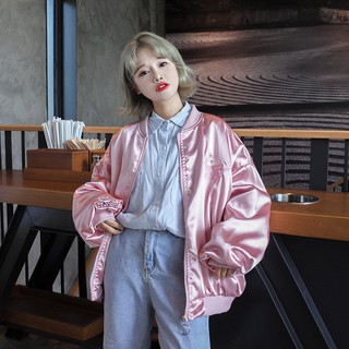 [Hàng order] Áo khoác bomber báo hồng