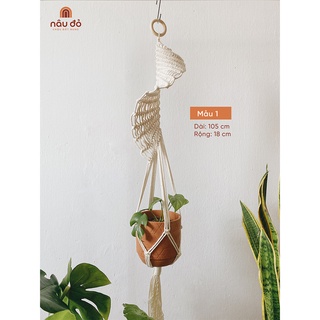 Dây macrame treo chậu cây handmade (kèm móc treo chữ S)