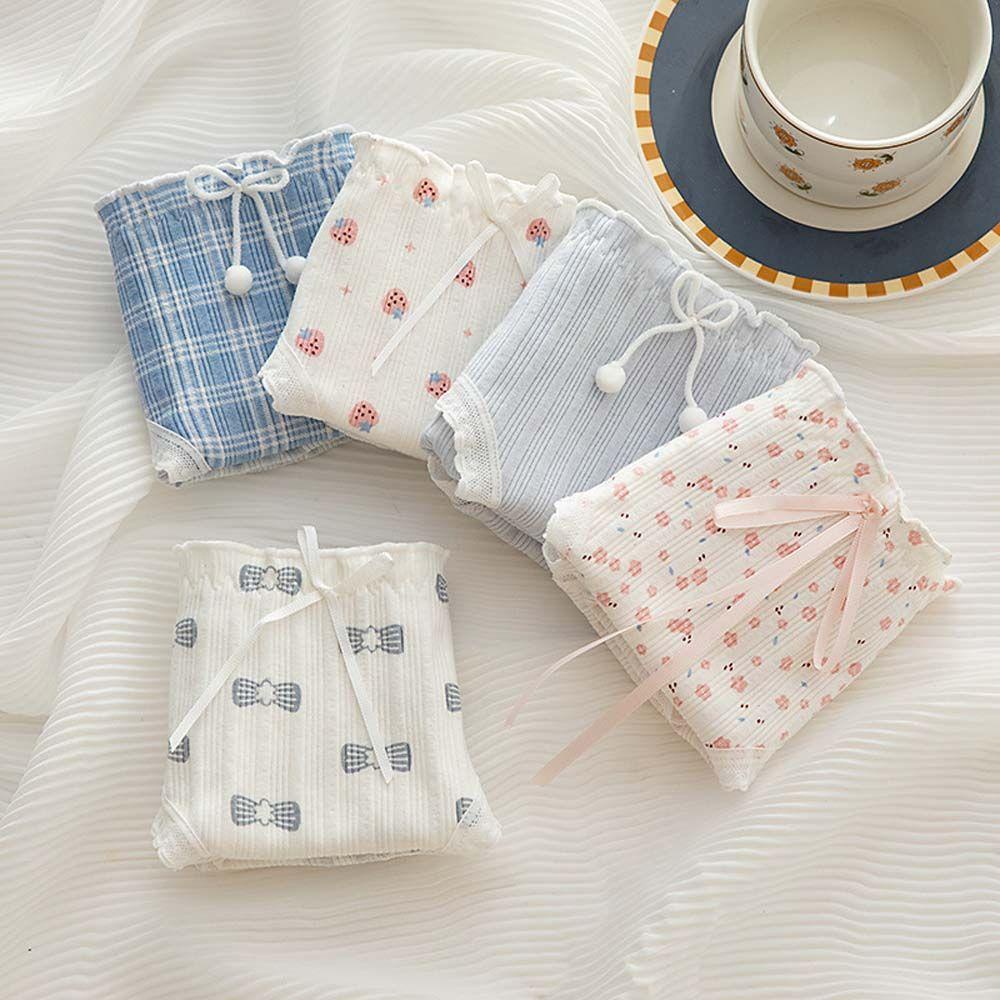 IVORY Quần Lót Lưng Vừa In Họa Tiết Hoạt Hình Đính Nơ Xinh Xắn Thời Trang Cho Nữ