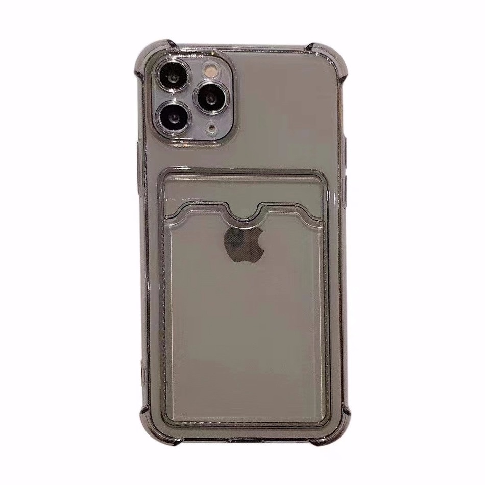 Ốp điện thoại TPU mềm trong suốt chống sốc có ngăn đựng thẻ cho iphone 12 Mini 11 pro max 7 8 6 6s plus | BigBuy360 - bigbuy360.vn