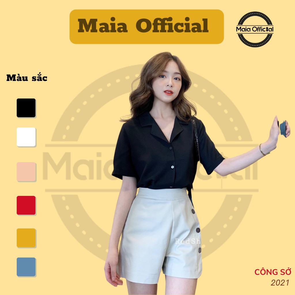 Áo sơ mi công sở cổ Vest Maia Official (5 màu), cộc tay, chất voan lụa hàn, Unisex tinh tế, lịch sự sang trọng | BigBuy360 - bigbuy360.vn
