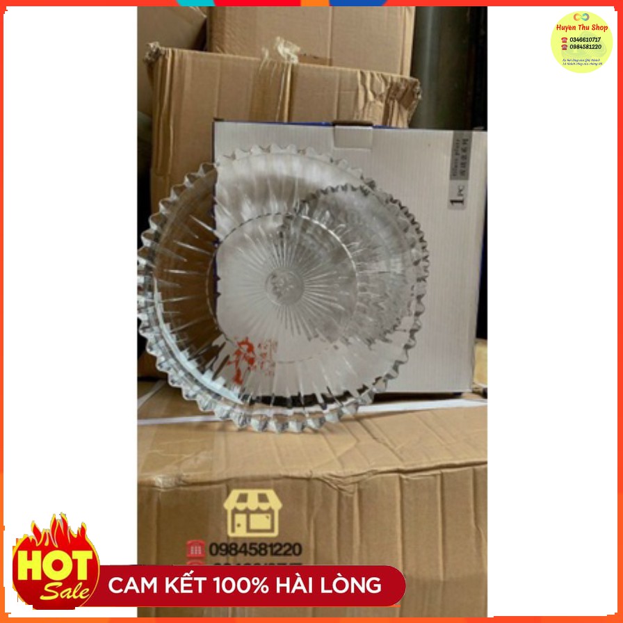 Khay thủy tinh pha lê 30cm đựng hoa quả cốc chén
