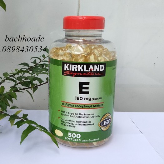 [date 2,3/2025 - hàng sẵn] (bill Costco) Vitamin E Thiên Nhiên 400 I.U Kirkland Signature 500 Viên Của Mỹ