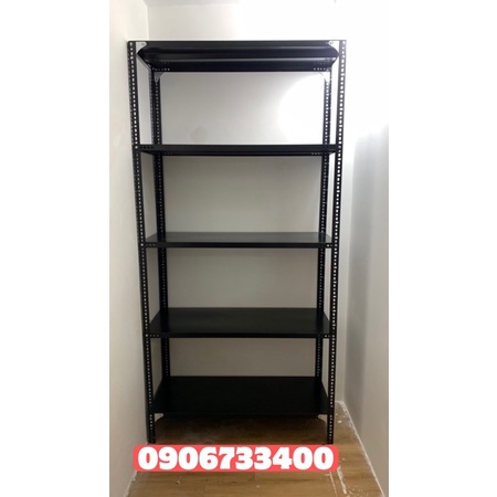 Kệ Sắt V lỗ đa năng 5 tầng màu đen, cao 2m, dài 1m, rộng 0,4m.