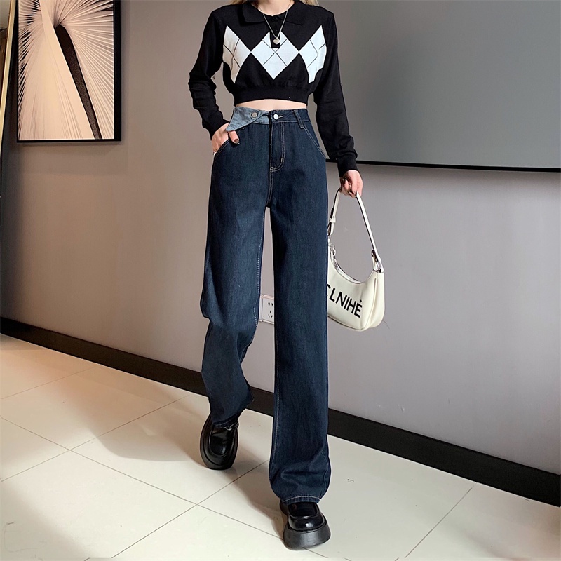 Quần Jeans Nữ Lưng Cao Ống Rộng Thời Trang Hàn Quốc