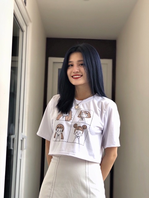 Áo Croptop Cô Gái Form Rộng Ảnh Thật