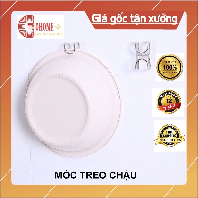 Móc treo rổ thau chậu dán tường đa năng đồ gia dụng phòng bếp móc inox 304