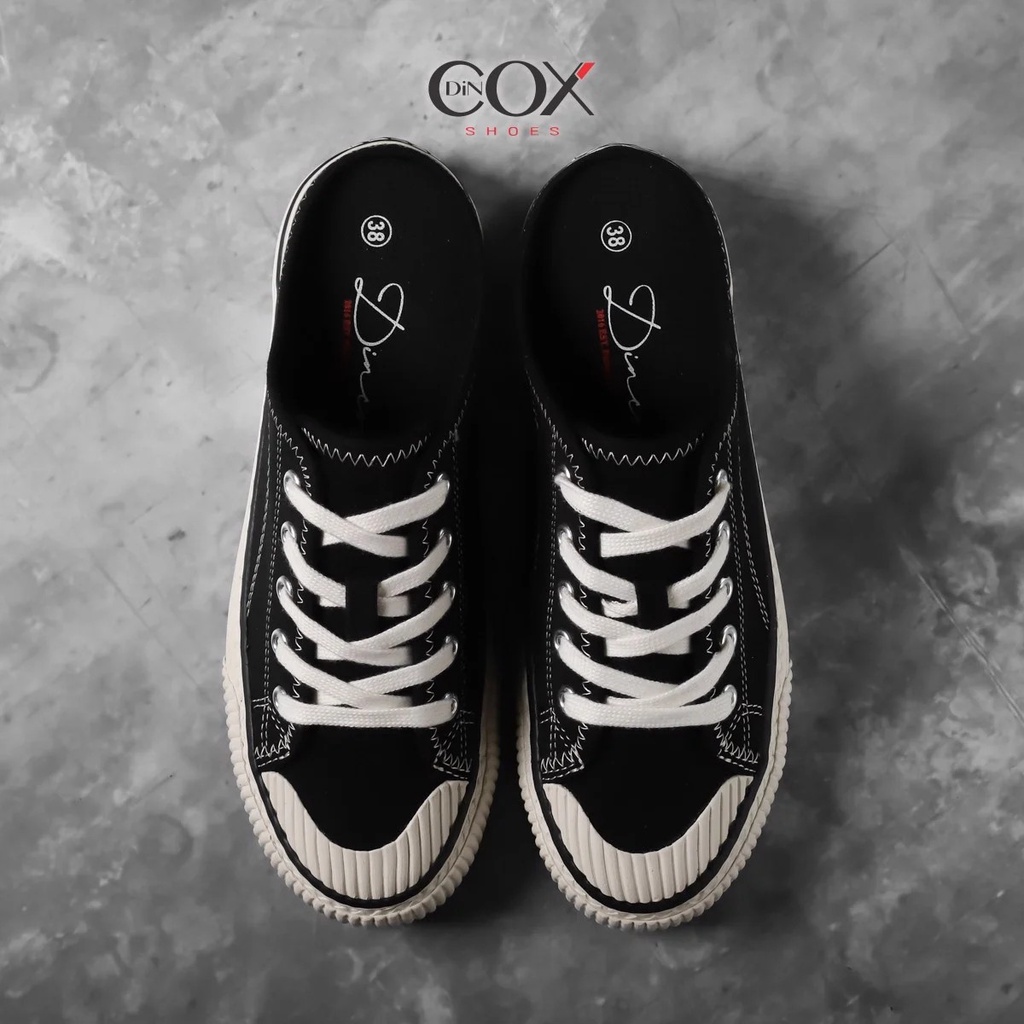 Giày Sục Đạp Gót Mules Vải Unisex DINCOX E10 BLACK