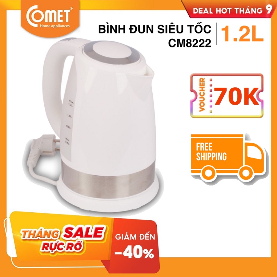 Bình đun siêu tốc nhựa chịu nhiệt Comet CM8222 1.2L