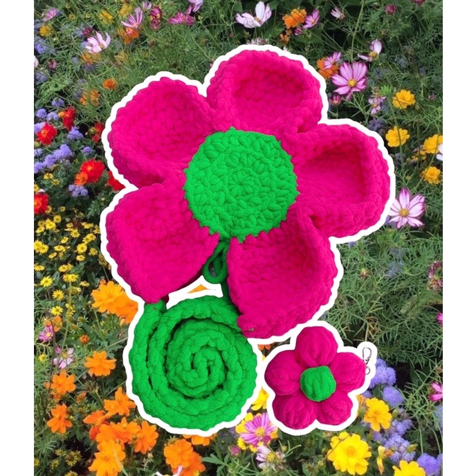Túi len hình bông hoa - Crochet Bloom Bag - Mếu Máo