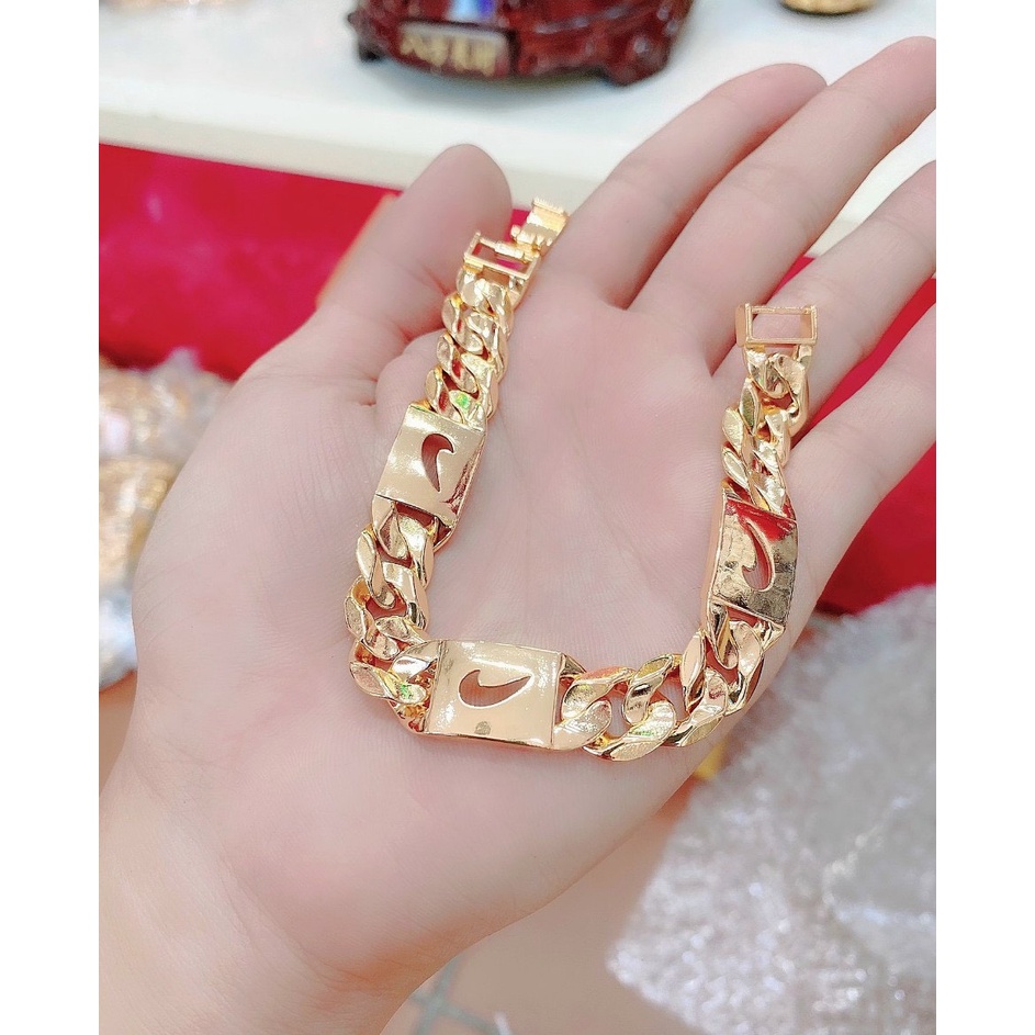 Lắc Tay Nam Nữ Mạ Vàng 18K or 24 K Kiểu Xích Chạm Dấu NIK Mẫu 086RUH.230422