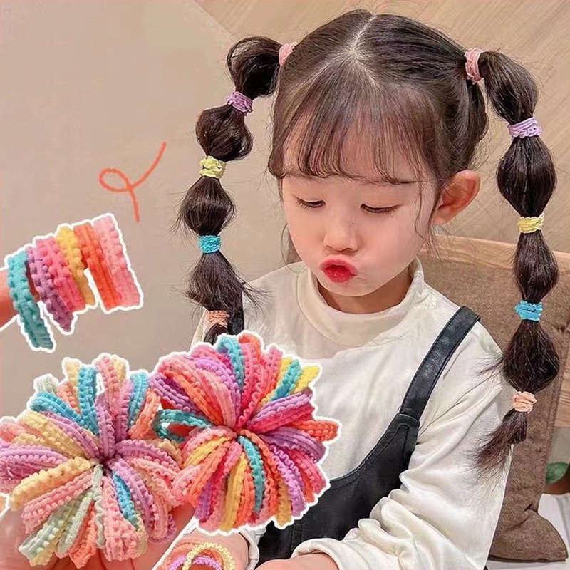 Set 5 Dây Cột Tóc Cao Su Co Giãn Nhiều Màu Sắc Cho Bé Gái
