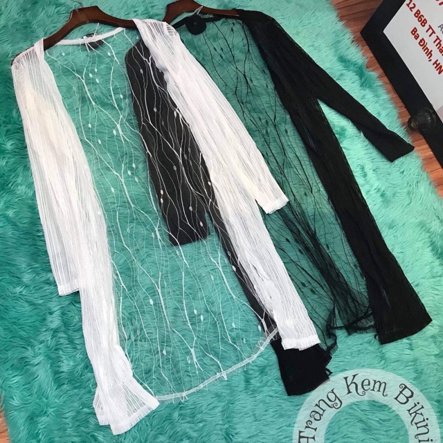 Áo choàng kimono ren đi biển