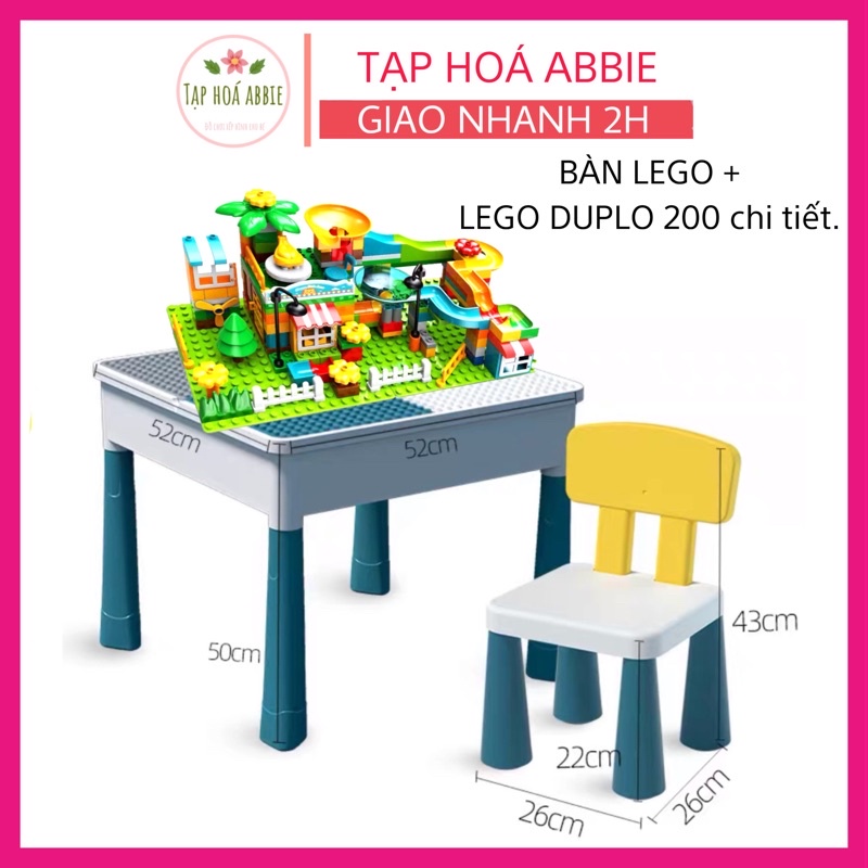 Bàn lego kèm đồ chơi lắp ráp, xếp hình size duplo cho bé phát triển trí tuệ, thông minh sáng tạo