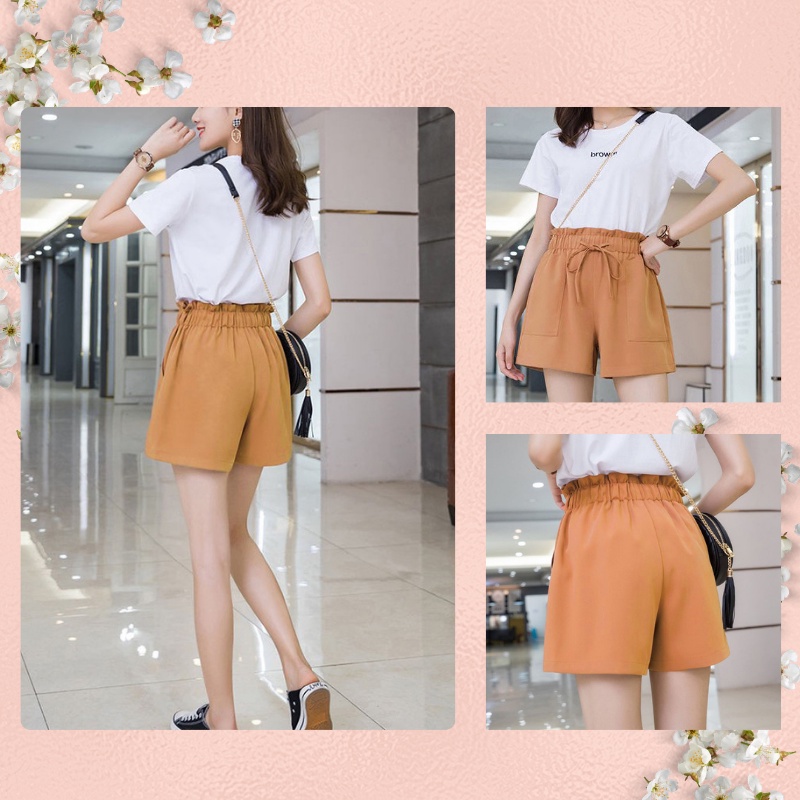 Quần Short Nữ Lưng Cao, Quần Short Nữ Ống Rộng chất vải mềm mát nhẹ Style Hàn Quốc - QN06