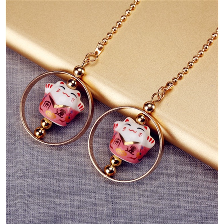 Dây Treo Trang Trí Xe Hơi Hình Mèo May Mắn Dễ Thương Sáng Tạo