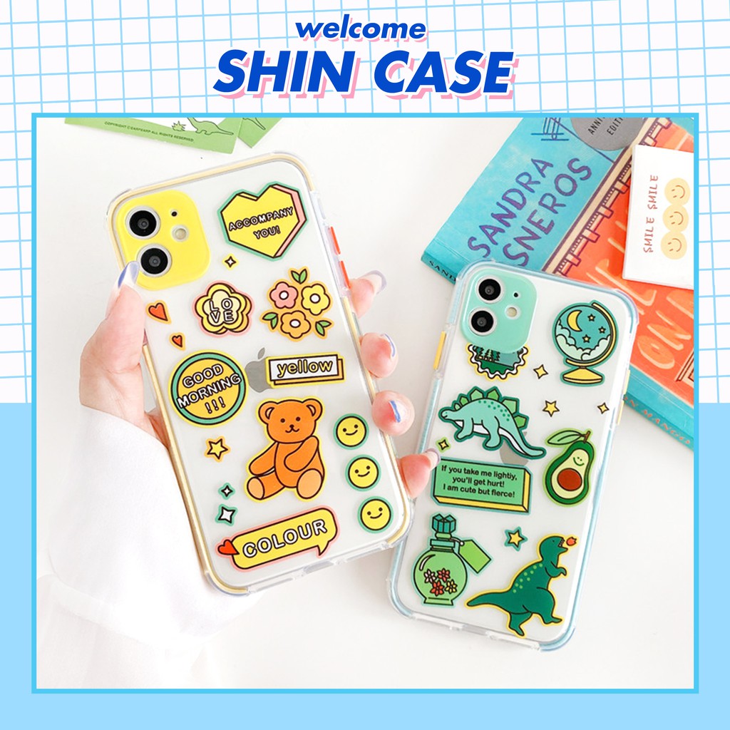 Ốp lưng iphone Bear & Dino viền màu chống trượt 5/5s/6/6plus/6s/6splus/7/7plus/8/8plus/x/xr/xs/11/12/pro/max/plus/promax | BigBuy360 - bigbuy360.vn