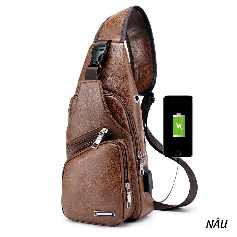 Túi đeo chéo KBD99 có dây cáp USB - 2 Lớp lót bên trong - RẺ VÔ ĐỊCH- Có đủ 05 màu