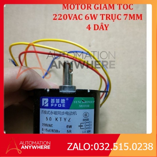 ĐỘNG CƠ MOTOR GIẢM TỐC 50KTYZ 220VAC 6W TRỤC 7MM  4 DÂY 2.5VÒNG 5VÒNG 10VÒNG 20VÒNG 50VÒNG 60VÒNG