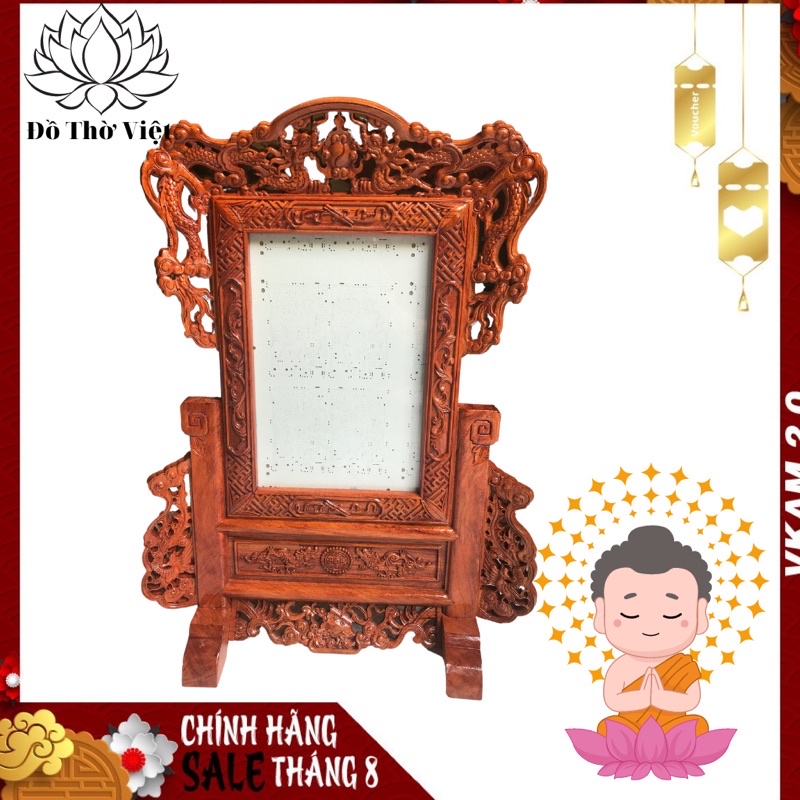 Khung ảnh thờ gỗ hương khung hình thờ đục tứ linh [ HÀNG CAO CẤP]