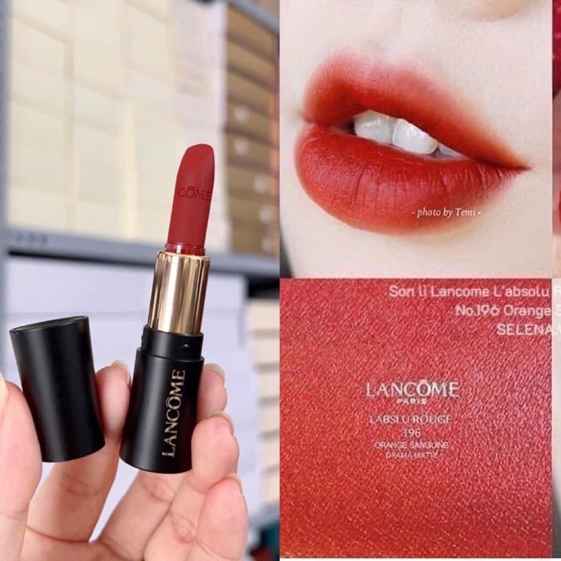 Siêu sale - son mini lancome màu đỏ cam cháy mịn đẹp màu 196