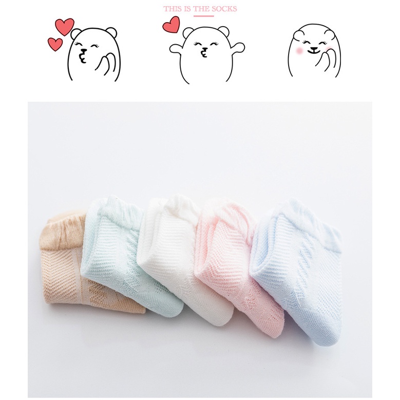 Set 4 Đôi Tất Cotton Không Xương Màu Trắng / Xanh Dương Cho Bé