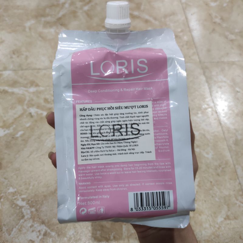 kem ủ tóc Loris Phục hồi siêu mượt 800ml