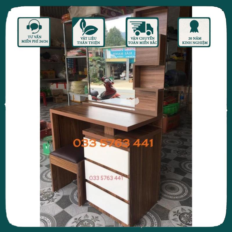 Bàn trang điểm gỗ MDF phủ Melamine 3 ngăn kéo kích thước 80x40cm tặng kèm ghế