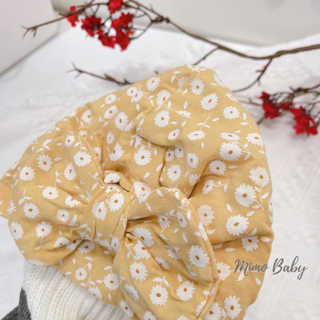 Mũ nón turban nơ vàng hoa đáng yêu cho bé 5-7kg Mimo Baby MTB70