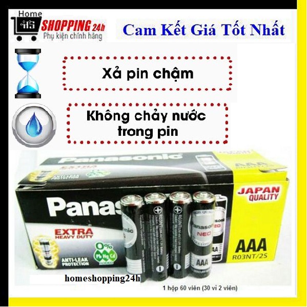 Combo 60 Pin AAA Panasonic R03NT/2S (Hộp 60 Viên Pin)