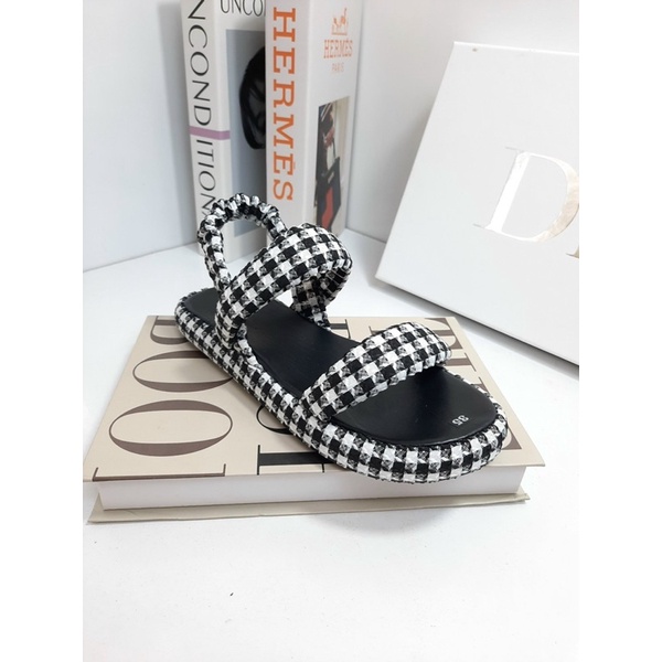 (Xả hàng lẻ size) Sandal xuồng nữ 2 phân MAILIAA 2 quai ngang caro
