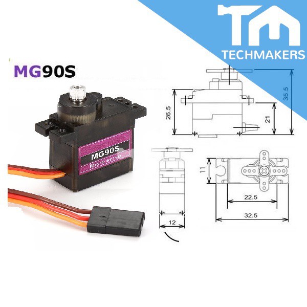 Động cơ servo (secvo) bánh răng thép MG90S MG90 S cho xe ô tô điều khiển, robot , tàu thuyền cano mô hình điều khiển RC