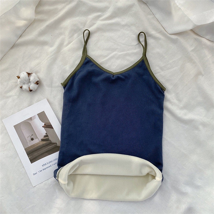 Áo Hai Dây Vải Nhung Dày Dặn Giữ Ấm Mùa Đông Cho Nữ