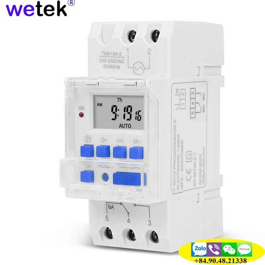 SINOTIMER TM919A, CÔNG TẮC HẸN GIỜ GIÁ RẺ TỐT TIMER 24H 7 NGÀY, PIN THAY ĐƯỢC, TIẾP ĐIỂM RA 16A, 16 LẦN ON/OFF MỖI NGÀY