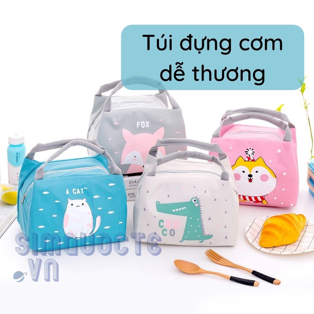 Túi đựng cơm giữ nhiệt có khoá kéo màu sắc dễ thương TĐC02 | BigBuy360 - bigbuy360.vn