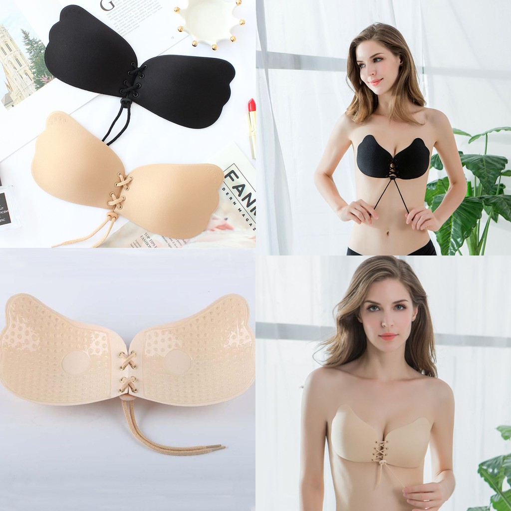Áo lót dán ngực 🌟FREESHIP🌟 Miếng Dán Ngực mẫu dây rút cánh tiên tạo khe - Áo Ngực Dán 0124
