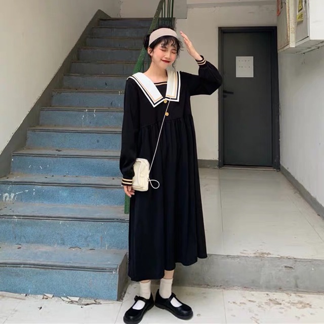 [ ORDER ] Váy babydoll đen dáng dài cute nữ sinh Hàn Quốc
