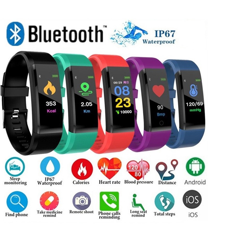 Đồng hồ thông minh kết nối bluetooth đo nhịp tim huyết áp kiểm tra sức khỏe cho Samsung iPhone