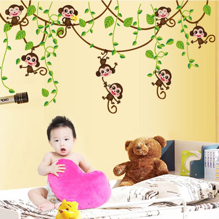 Decal dán tường - Giấy dán tường - Khỉ dây leo - kiddecals - AY7247 | BigBuy360 - bigbuy360.vn
