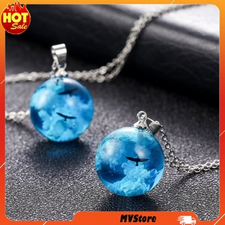 Mặt kèm dây chuyền trong suốt chim và bầu trời
