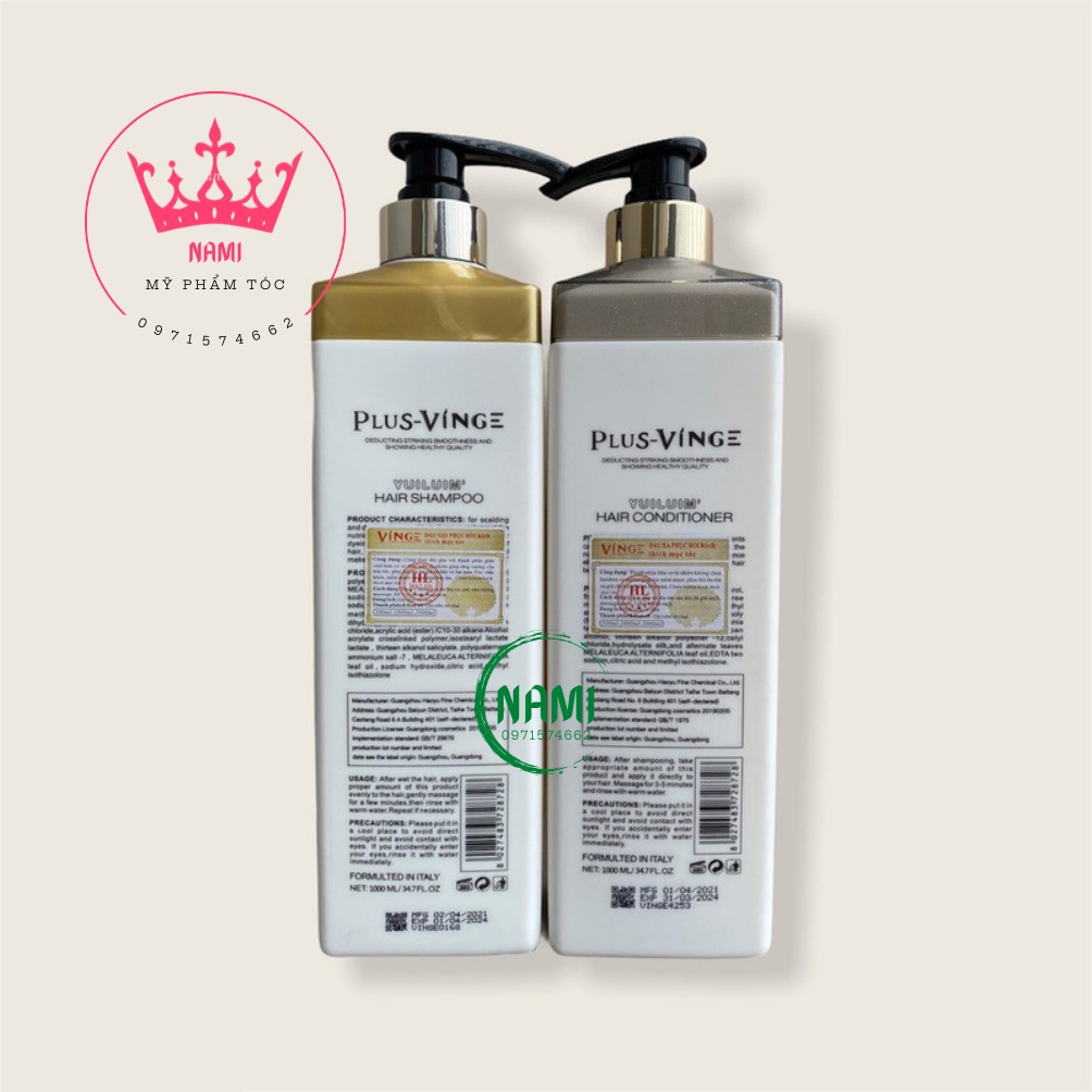 Dầu Gội Xả Collagen Vinge Trắng.Kích Thích Mọc Tóc, Phục Hồi Tóc Hư Tổn Hàng Chính Hãng Italy