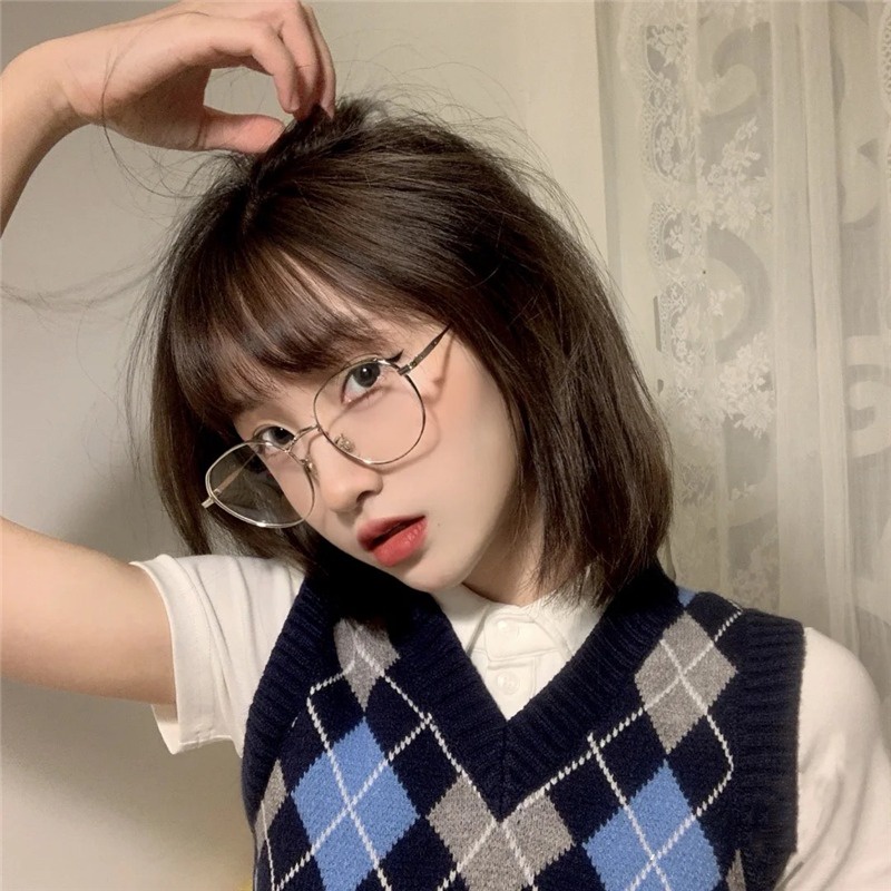 Áo khoác len ZHELIHANGFEI dáng ngắn không tay cổ chữ V họa tiết sọc caro thời trang cho nữ