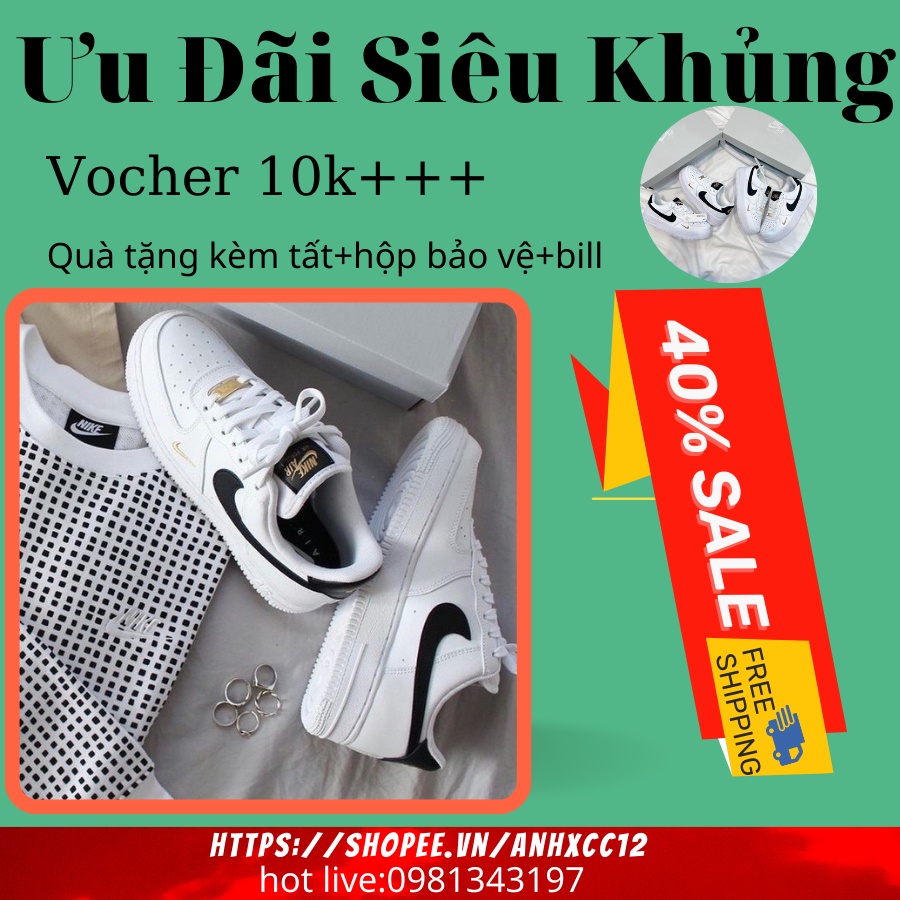 Giày Nike_Air force 1 vệt đen, giày af1 trắng móc đen S.cấp đầy đủ phụ kiện hót trend 2022 full box bill