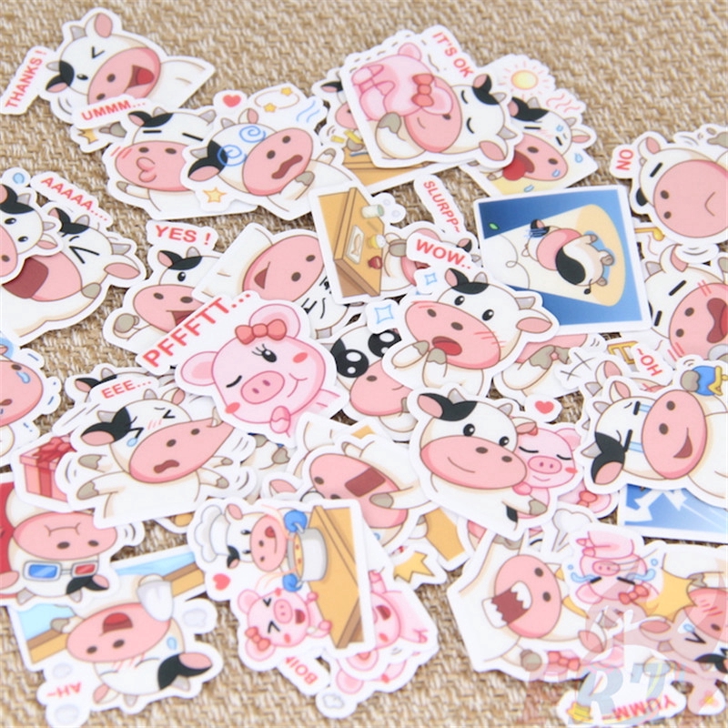 ❀ Kawaii Milk Cow Diary Stickers❀ 40Pcs/set Harajuku Album Scrapbooks Mixed DIY Decor Stickers