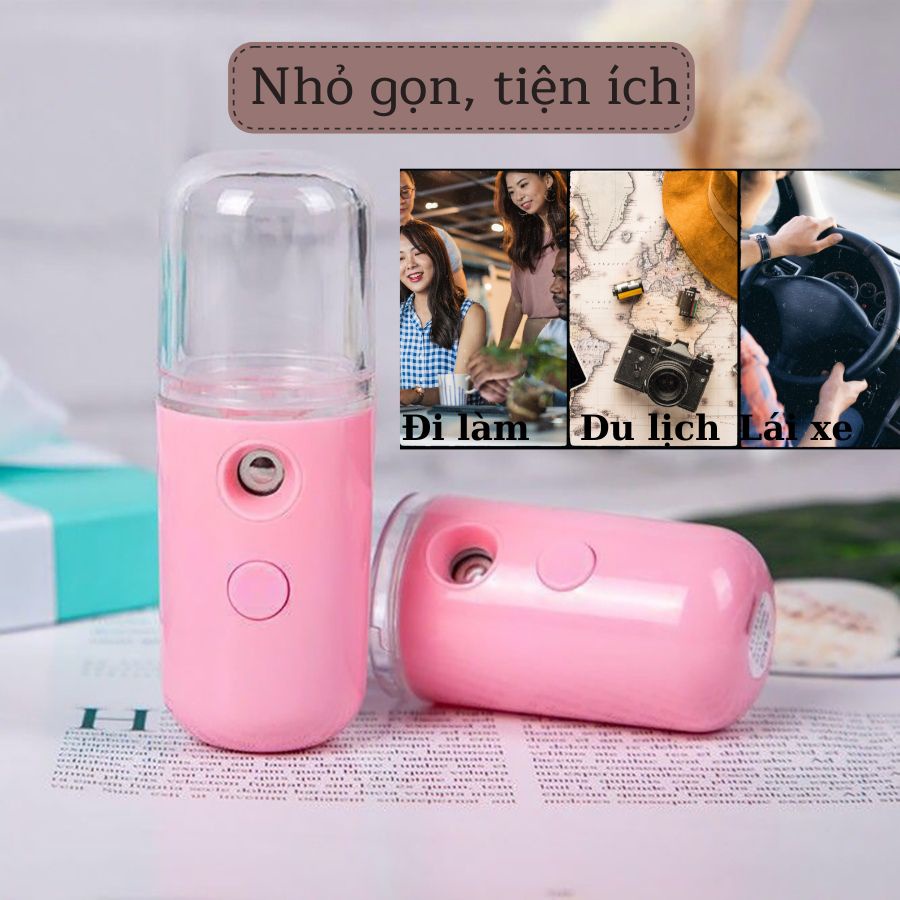 Máy Phun Sương Xịt Khoáng Mini Nano Cầm Tay Đèn Led Cung Cấp Tạo Độ Ẩm