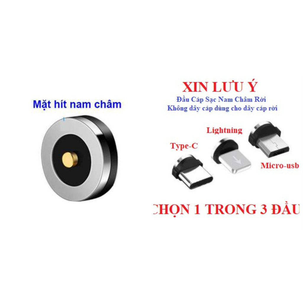 Đầu Cáp Sạc Nam Châm Rời Dùng Cho Cáp (Lightning, Type C, Micro USB) Lưu ý Sản Phẩm Đầu Sạc Không Có Dây Cáp