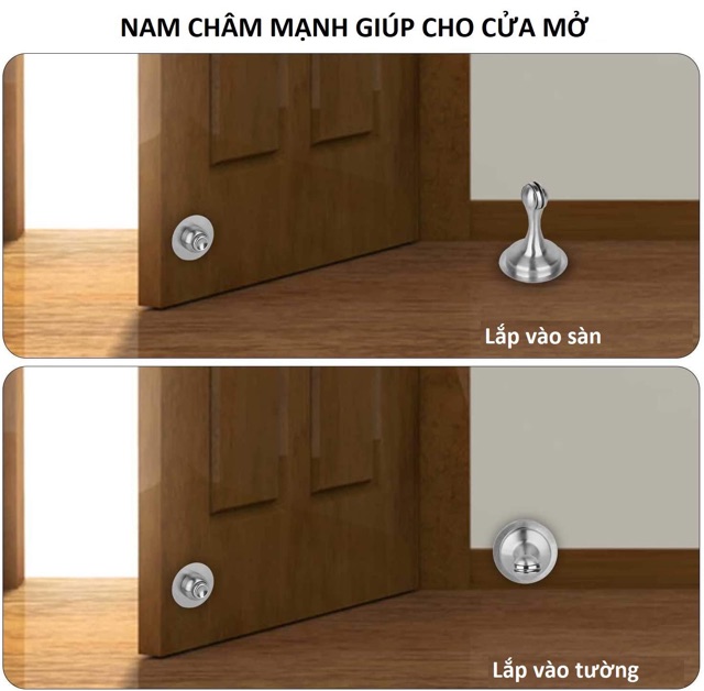 Chặn cửa chống va đập, chặn cửa siêu hít, Nam châm hít cửa mạnh - chuyên cho cửa nặng, to, giữ cửa chắc chắn